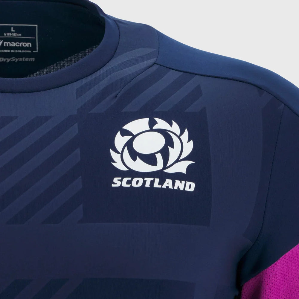 Macron Scotland Rugby Long Sleeve Poly Tee Navy/Purple 2025/26 - Rugbystuff.com