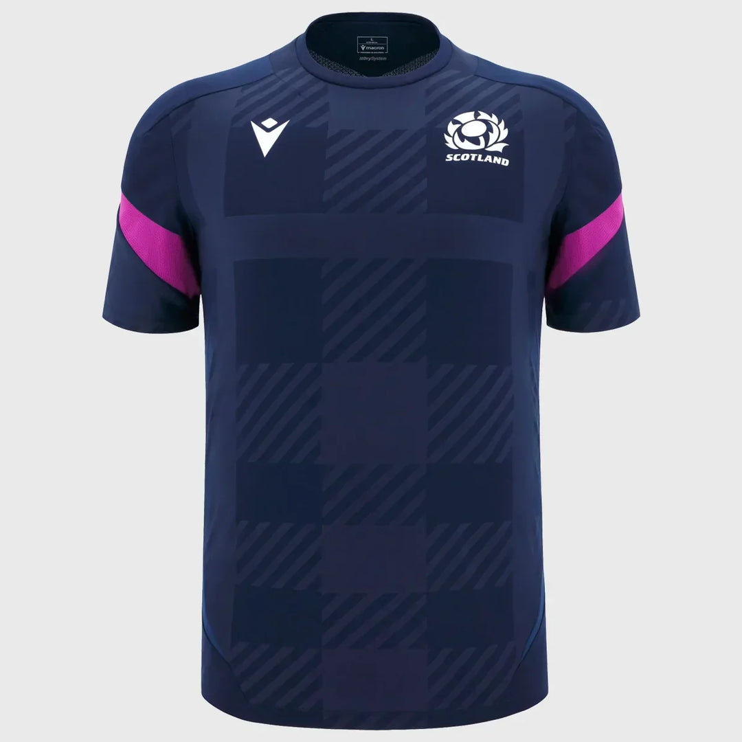 Macron Scotland Rugby Kid's Poly Tee Navy/Purple 2025/26 - Rugbystuff.com