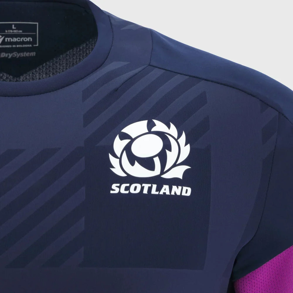 Macron Scotland Rugby Kid's Poly Tee Navy/Purple 2025/26 - Rugbystuff.com
