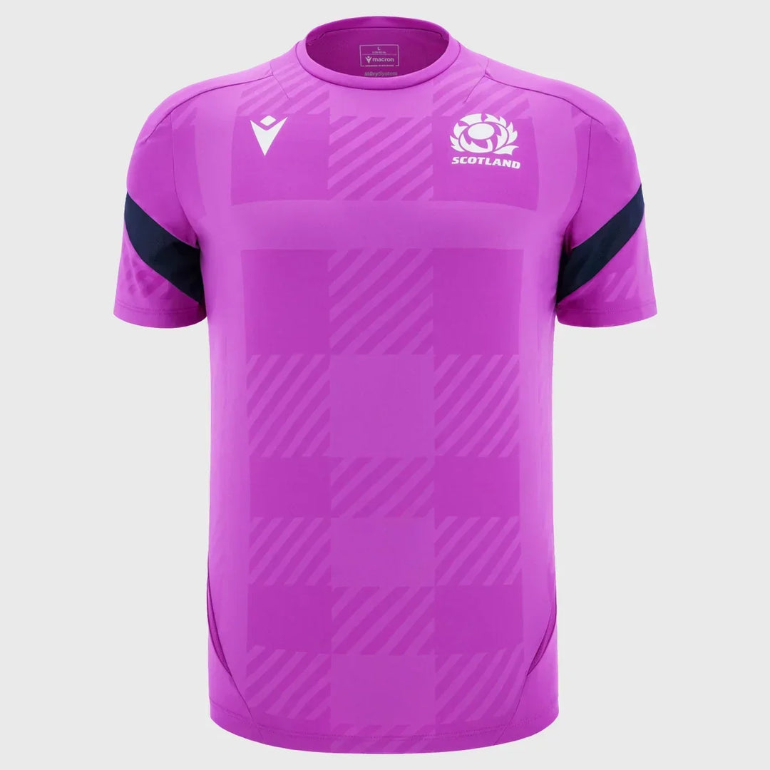 Macron Scotland Rugby Kid's Poly Tee Purple/Navy 2025/26 - Rugbystuff.com