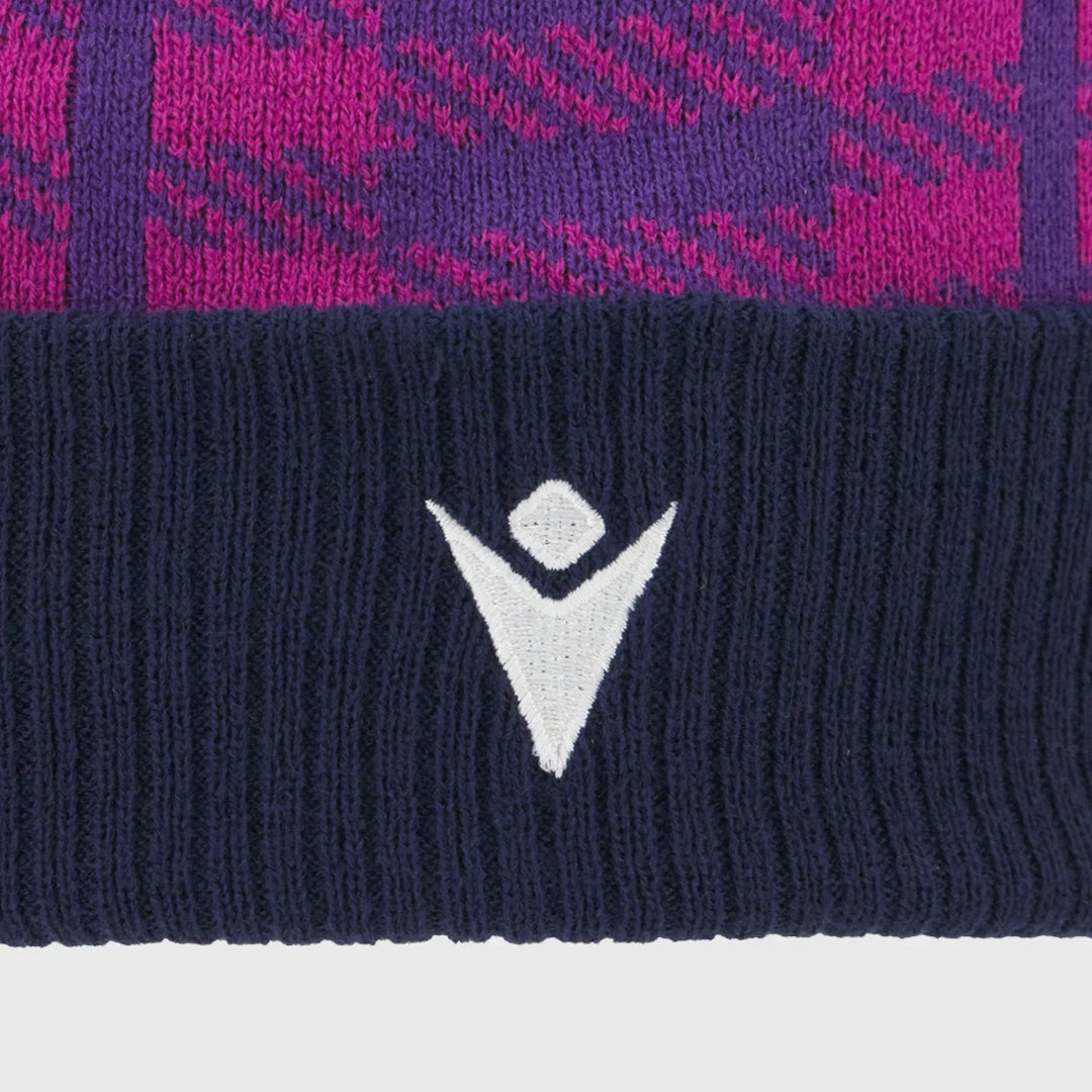 Macron Scotland Rugby Bobble Beanie Hat Purple/Navy 2025/26 - Rugbystuff.com