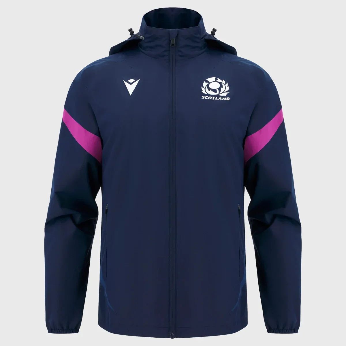 macron Scotland ラグビー アンセムジャケット　ネイビー Macron Scotland Rugby Waterproof Jacket Navy/Purple 2025/26