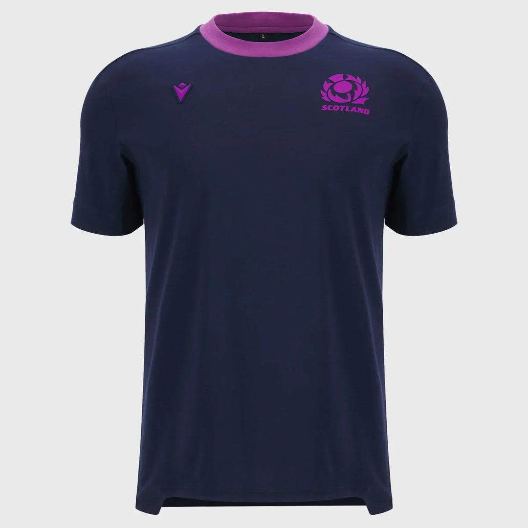 Macron Scotland Rugby Short Sleeve Cotton Tee Navy/Purple 2025/26 - Rugbystuff.com
