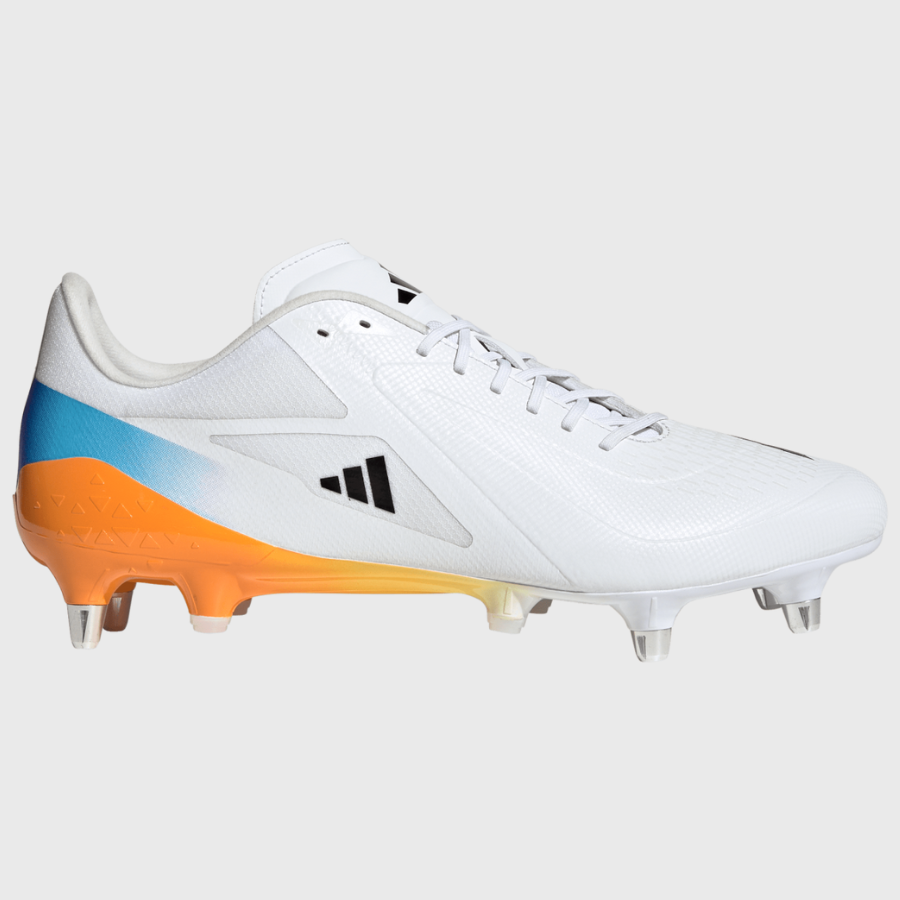 Adidas Adizero RS15 Ultimate SG Rugby Boots White/Orange/Blue Adidas Adizero RS15 Ultimate SG Rugby Boots White/Orange/Blue