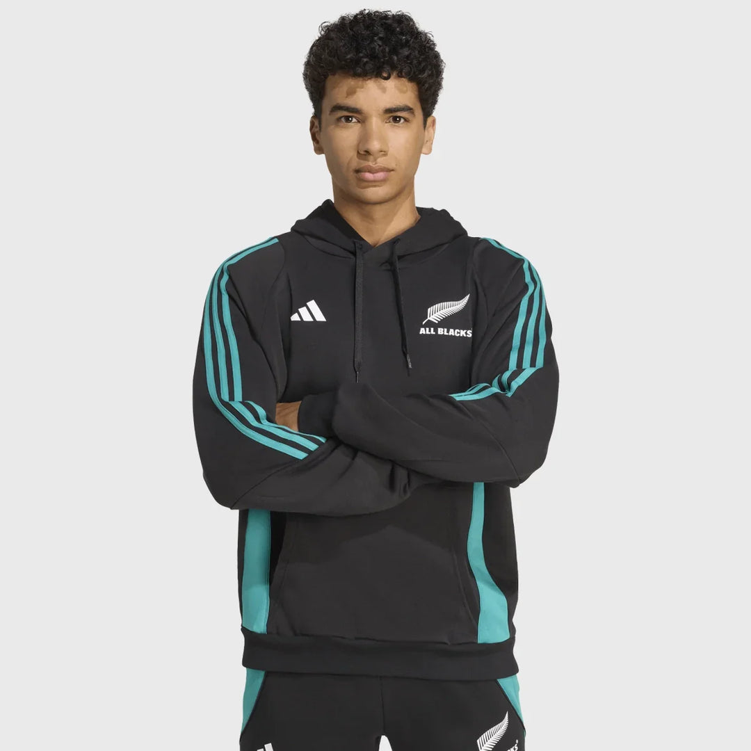 Adidas All Blacks Hoody Black/Pure Teal - Rugbystuff.com