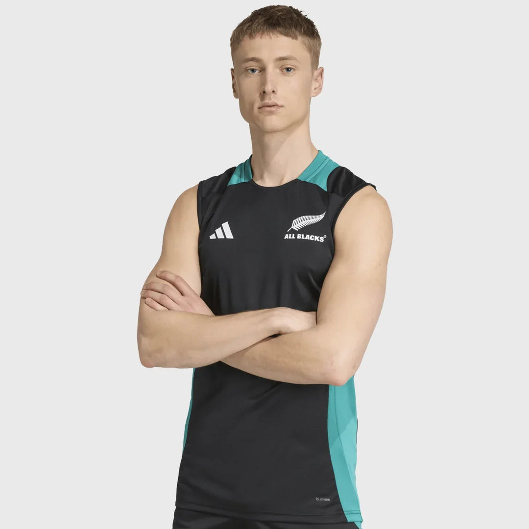 Adidas All Blacks Singlet Black/Pure Teal - Rugbystuff.com