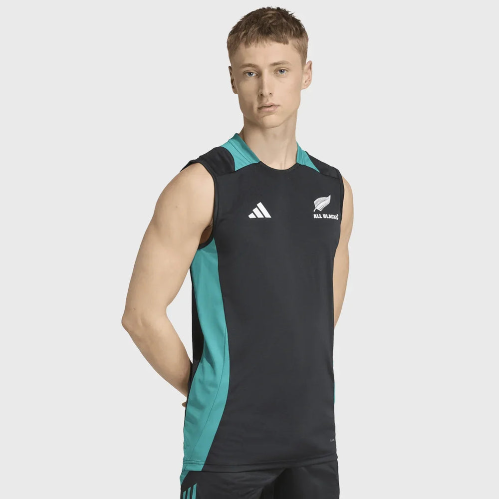 Adidas All Blacks Singlet Black/Pure Teal - Rugbystuff.com