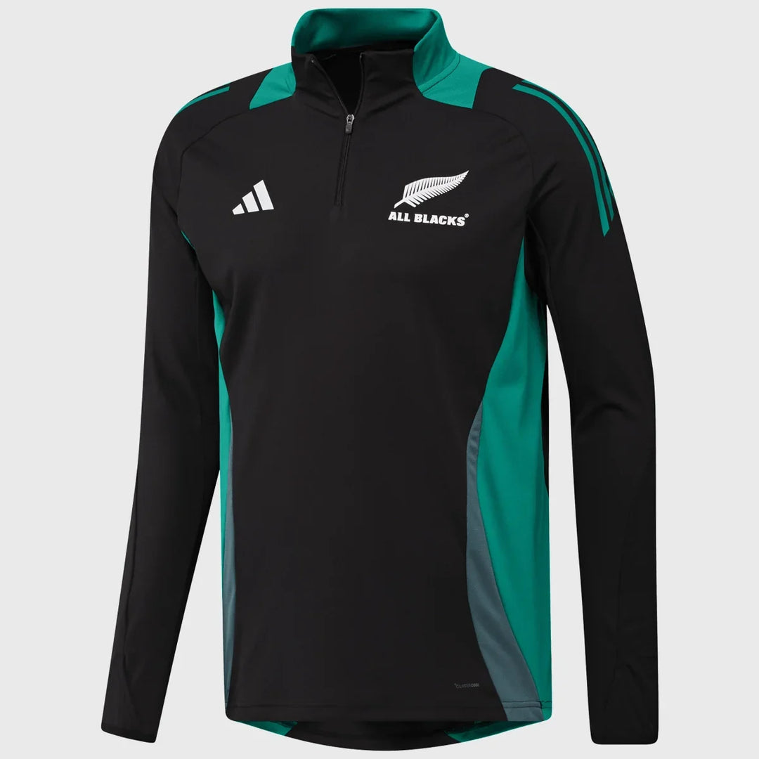 Adidas All Blacks 1/4 Zip Training Top Black/Pure Teal - Rugbystuff.com