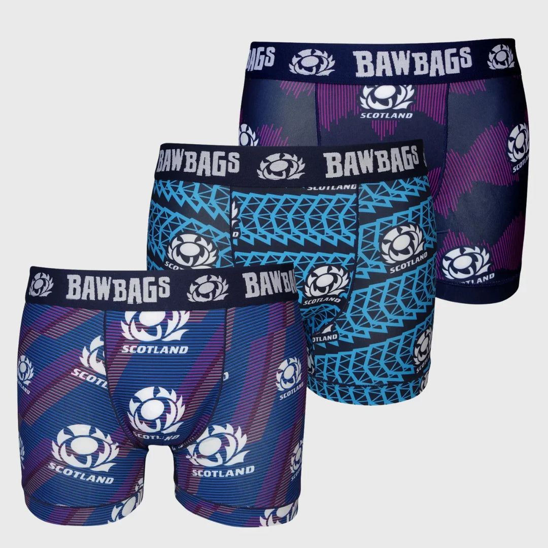 Bawbags Scotland Rugby Front Row Cool De Sacs Boxer Shorts 3-Pack - Rugbystuff.com