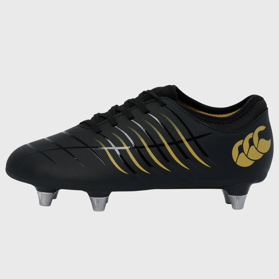 Canterbury Phoenix Junior SG Rugby Boots Black/Gold - Rugbystuff.com