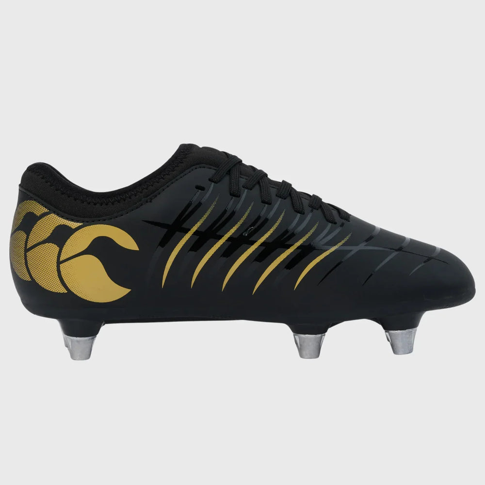 Canterbury Phoenix Junior SG Rugby Boots Black/Gold - Rugbystuff.com