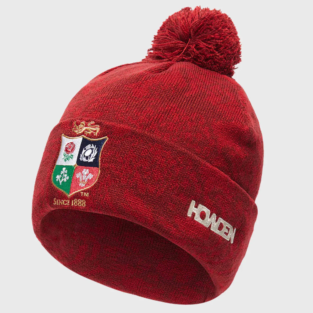 Canterbury British & Irish Lions Fleece Lined Bobble Beanie Hat Red - Rugbystuff.com