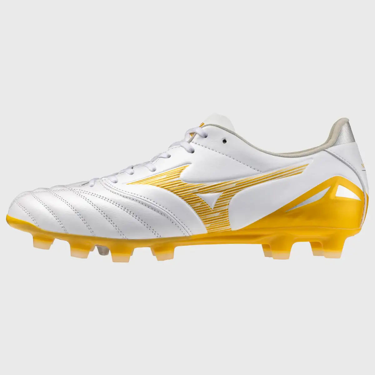 Mizuno Morelia Neo IV Pro MD Rugby Boots White/Gold – Rugbystuff.com