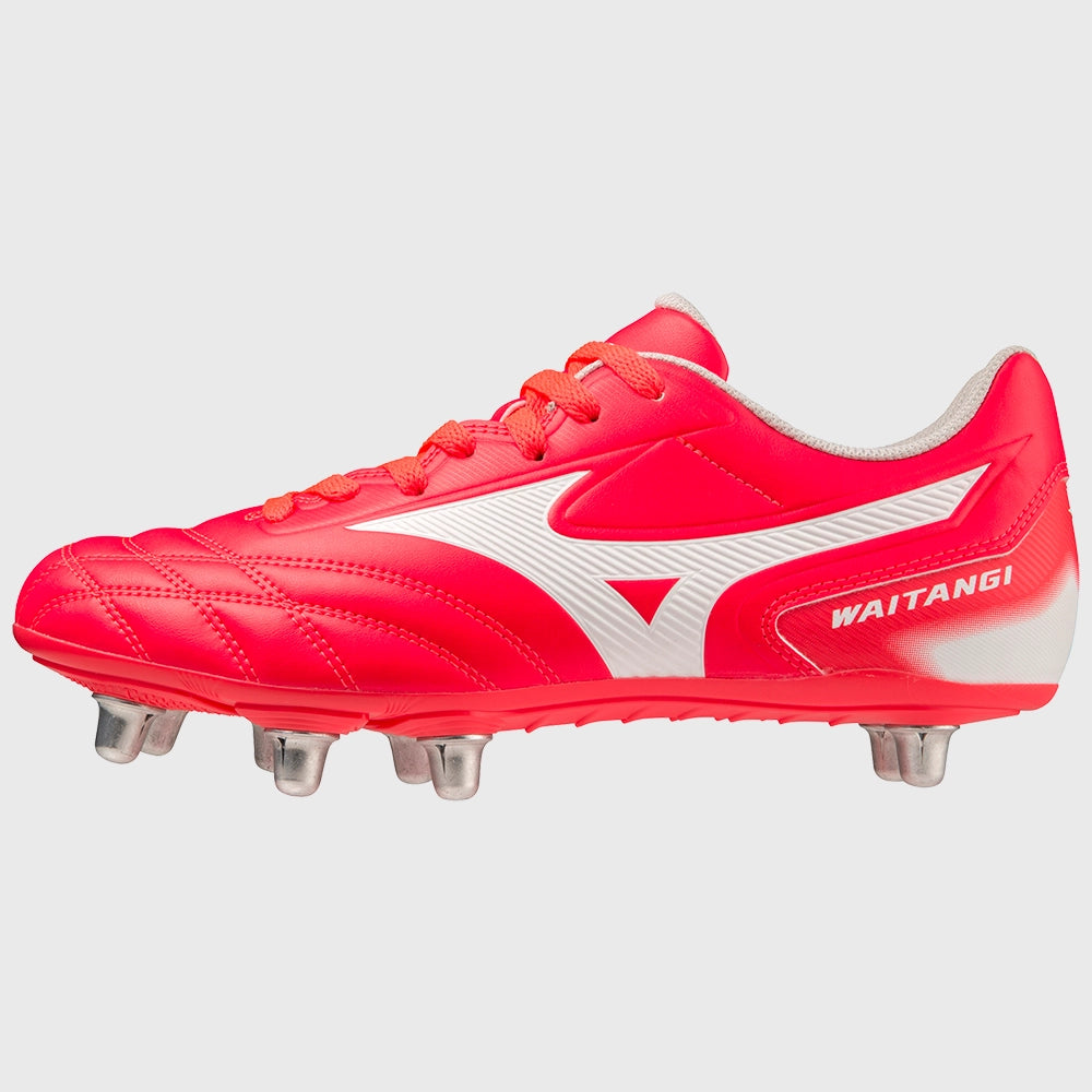 Mizuno Waitangi CL Rugby Boots Fiery Coral Red - Rugbystuff.com