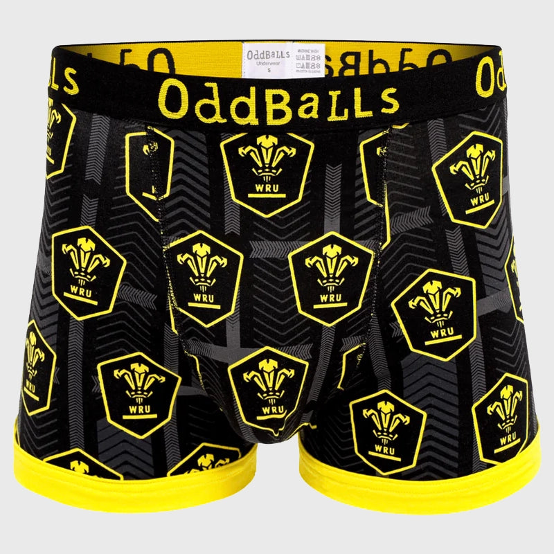 OddBalls Wales Rugby Black Boxer Shorts - Rugbystuff.com