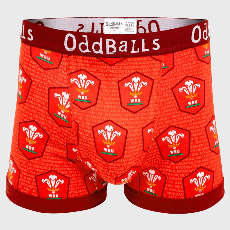 OddBalls Wales Rugby Red Boxer Shorts - Rugbystuff.com