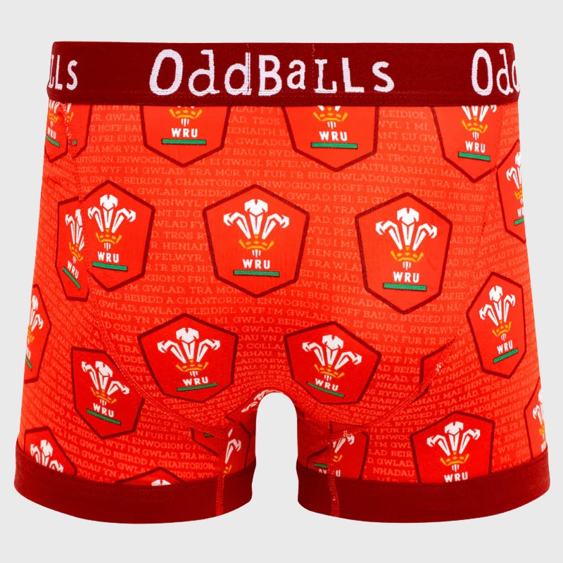 OddBalls Wales Rugby Red Boxer Shorts - Rugbystuff.com