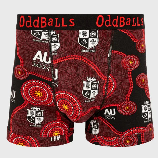 OddBalls British & Irish Lions Men's Indigenous Boxer Shorts Black - Rugbystuff.com