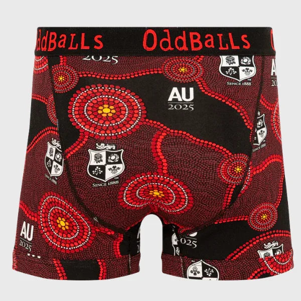 OddBalls British & Irish Lions Men's Indigenous Boxer Shorts Black - Rugbystuff.com