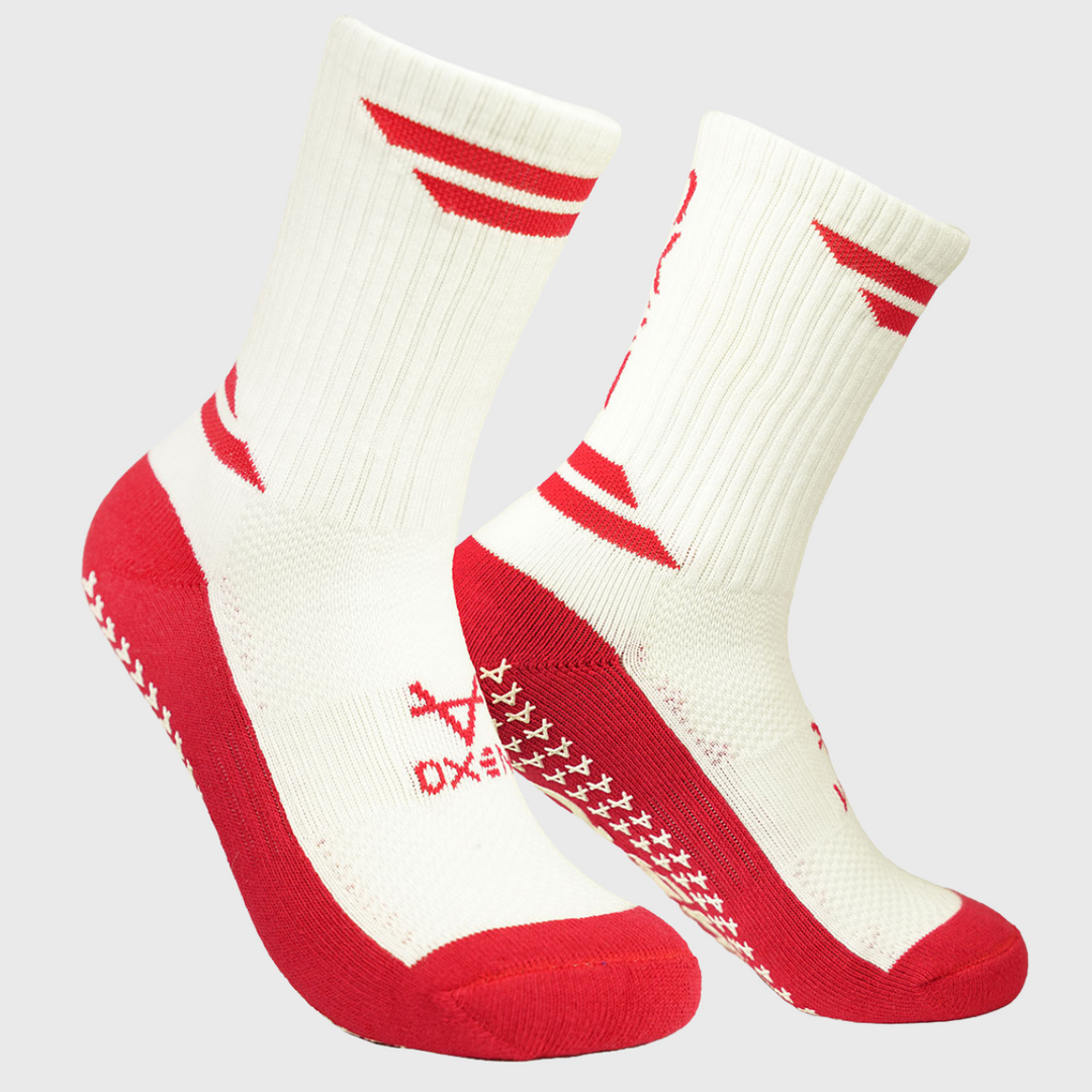 Oxen Grip Socks White/Red - Rugbystuff.com