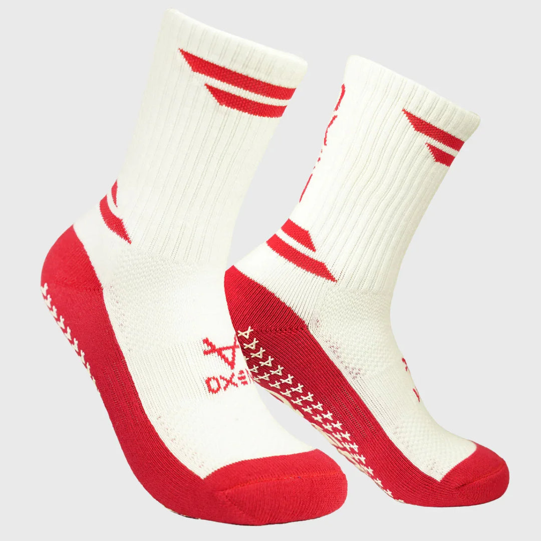Oxen Grip Socks White/Red - Rugbystuff.com