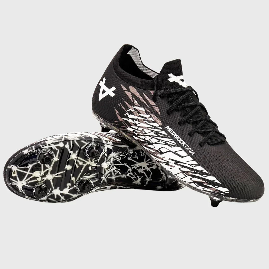 OXEN Metasock Kid's 6 Stud Rugby Boots Black/White - Rugbystuff.com