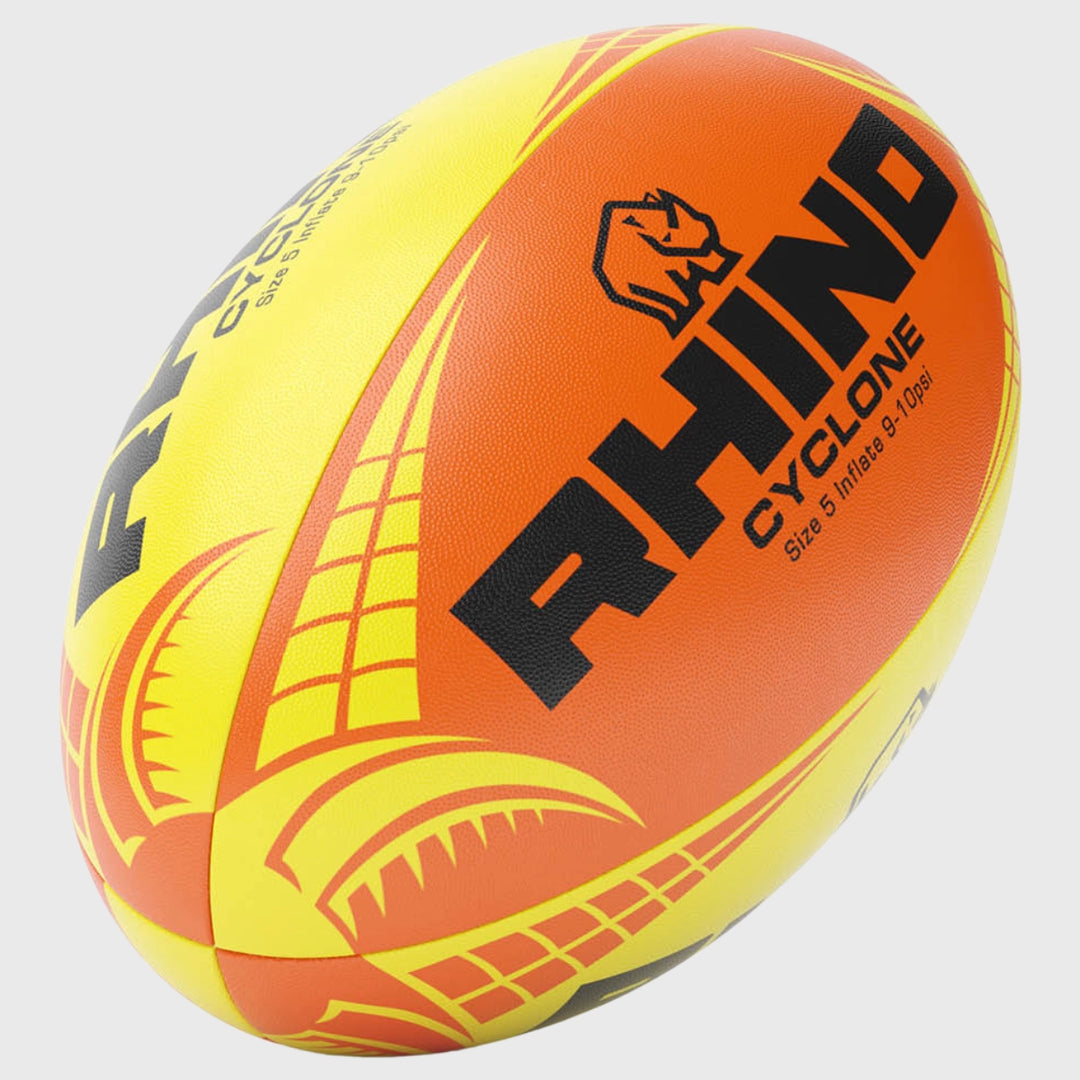 Rhino Cyclone Training Rugby Ball Yellow/Orange - Rugbystuff.com