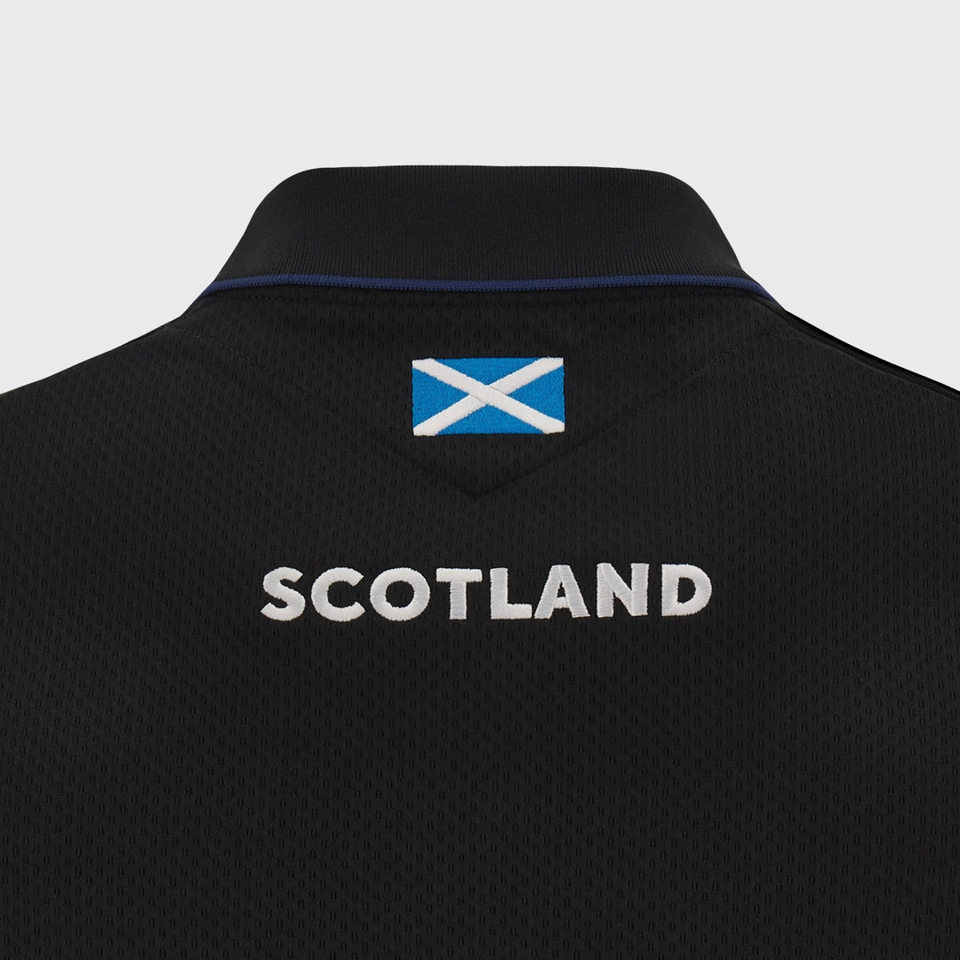 Macron Scotland Rugby Polo Shirt Black/Tartan - Rugbystuff.com
