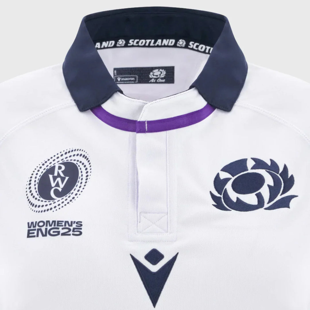 Macron Scotland WRWC 2025 Kid's Away Replica Shirt - Rugbystuff.com
