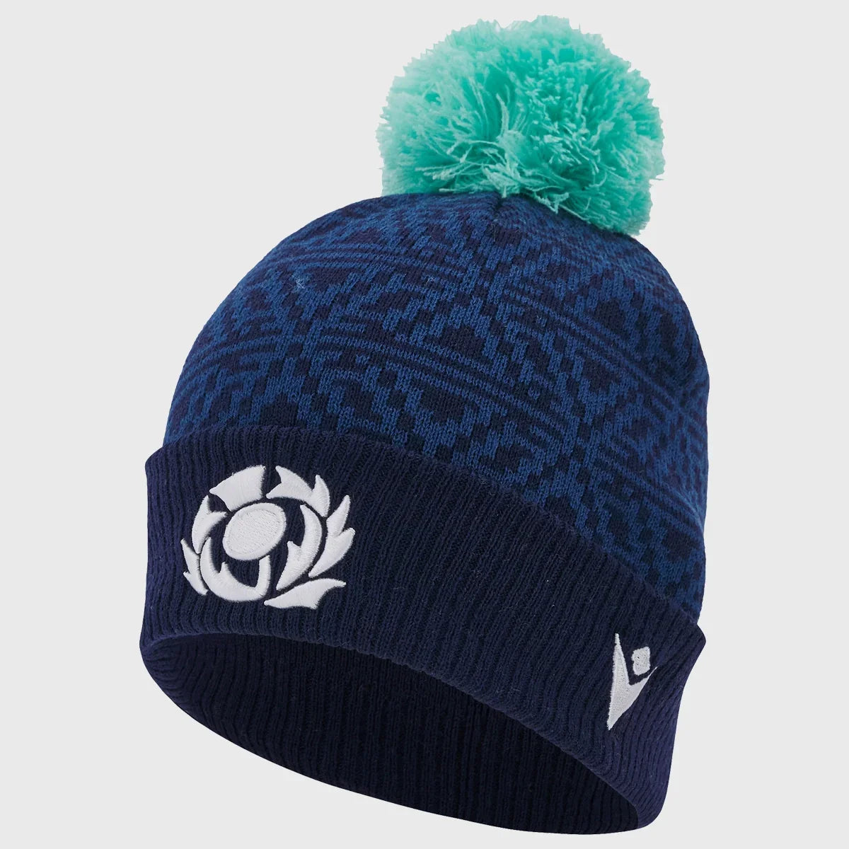 Macron Scotland Rugby Bobble Beanie Hat Navy/Green –