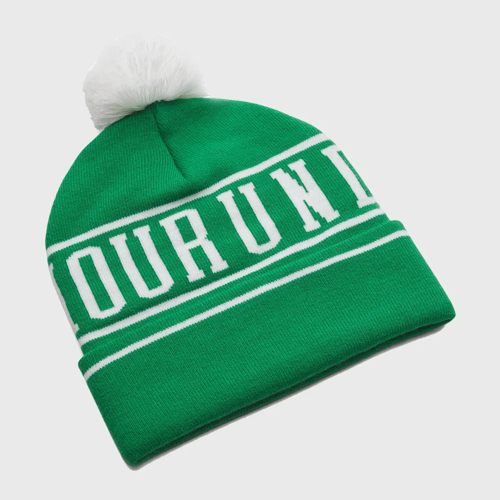 Under Armour Halftime Pom Beanie Kelly Green/White - Rugbystuff.com