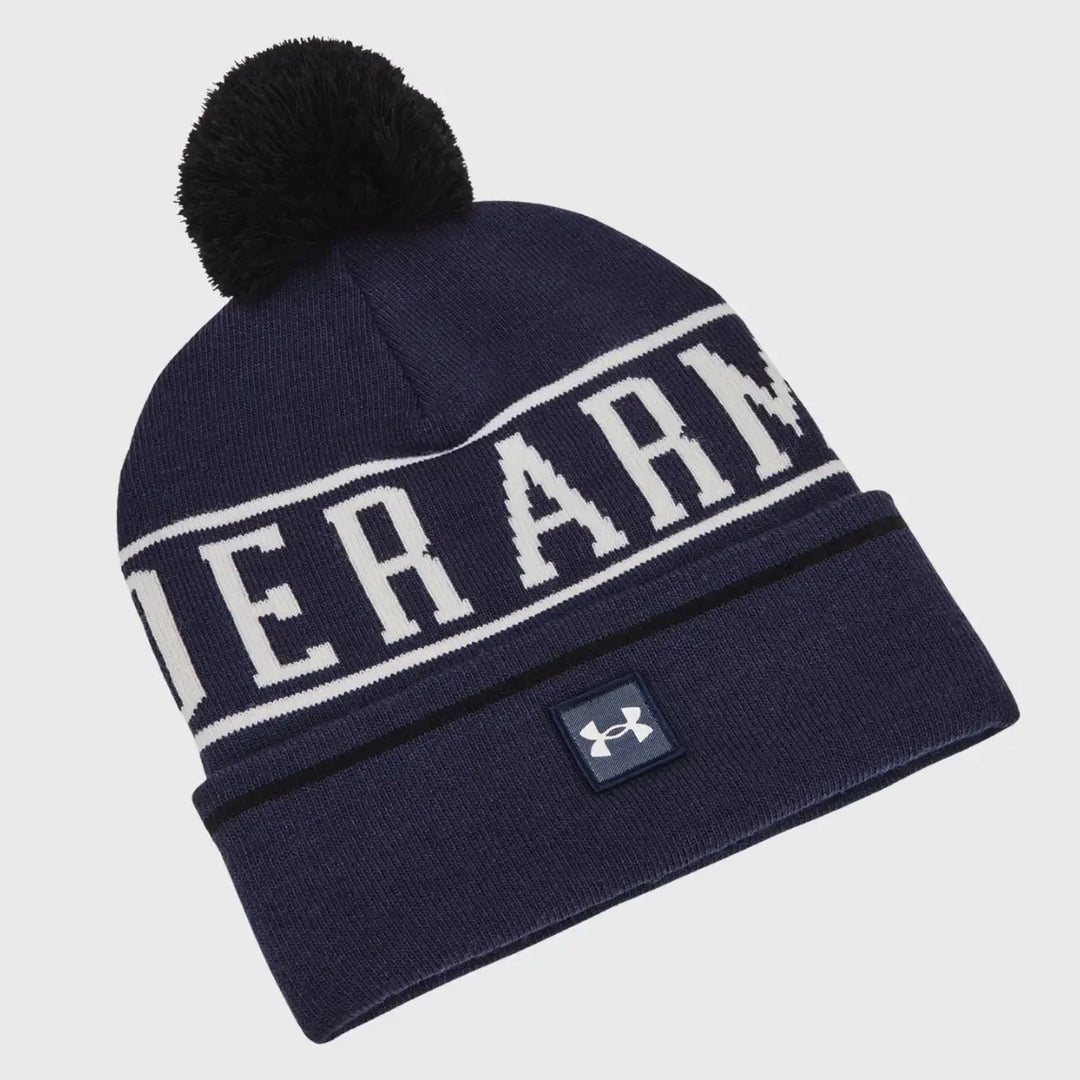 Under Armour Halftime Pom Beanie Navy - Rugbystuff.com