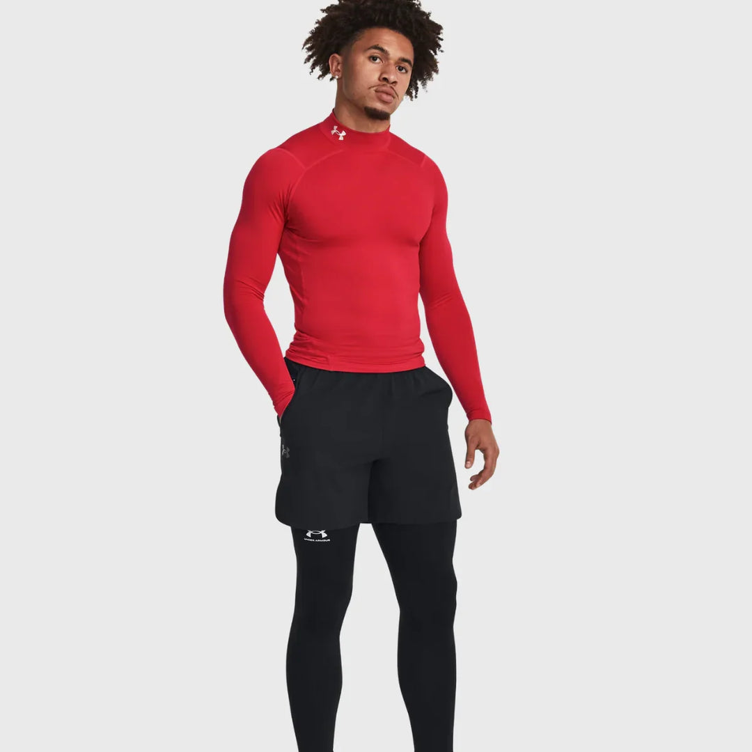 Under Armour ColdGear Men's Compression Mock Long Sleeve Red - Rugbystuff.com