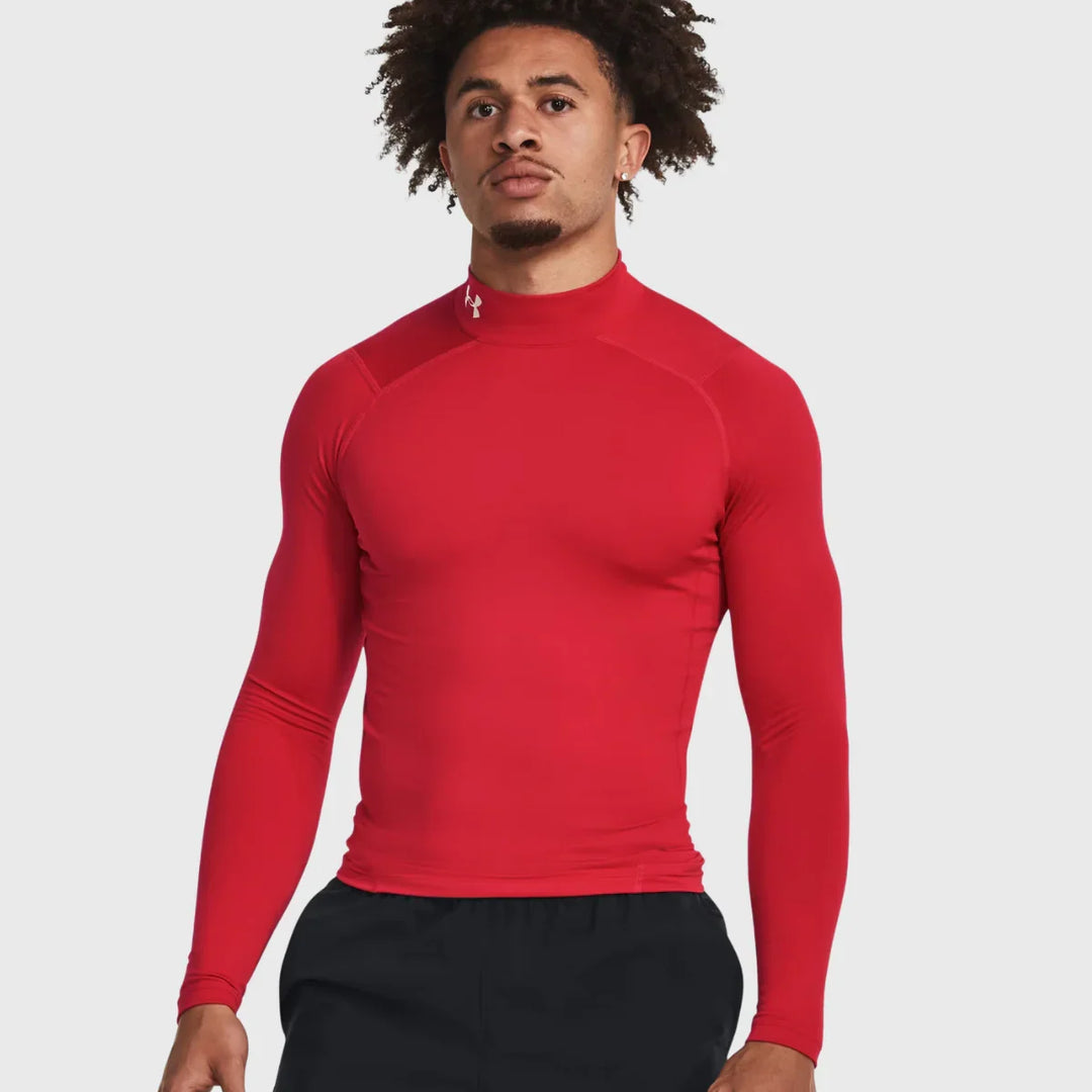Under Armour ColdGear Men's Compression Mock Long Sleeve Red - Rugbystuff.com