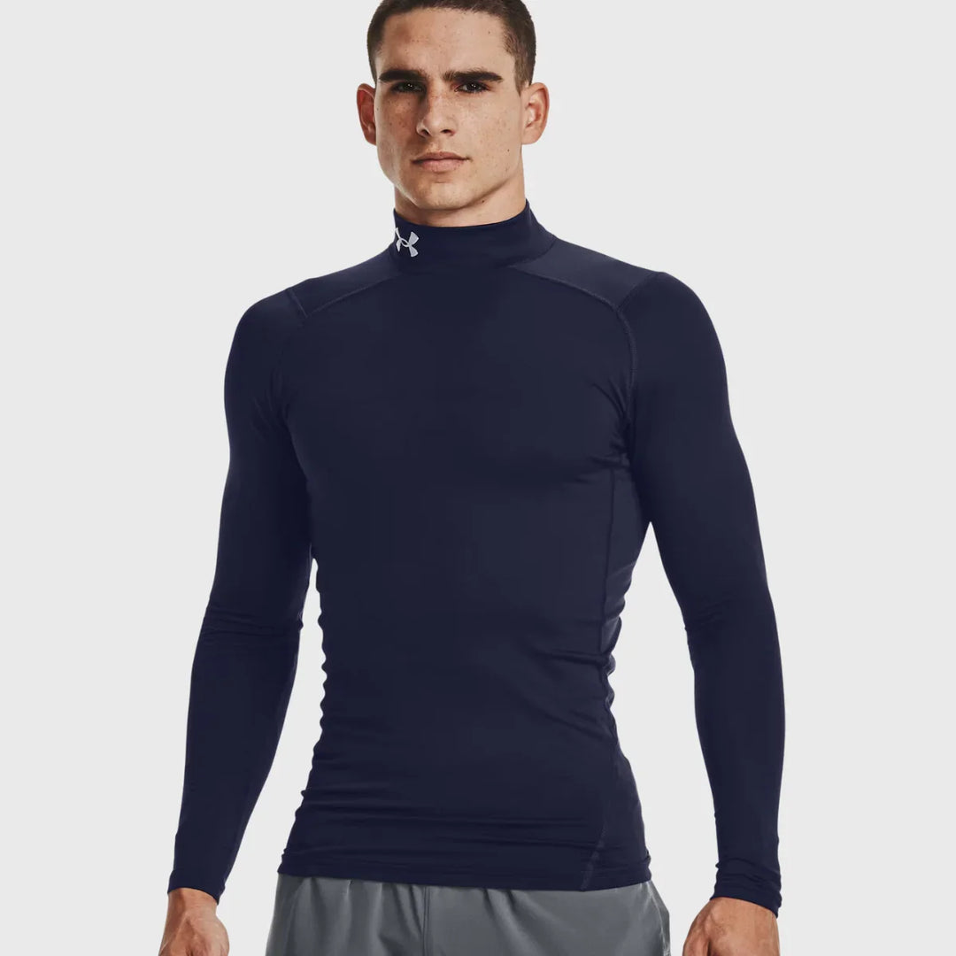 Under Armour ColdGear Men's Compression Mock Long Sleeve Navy - Rugbystuff.com