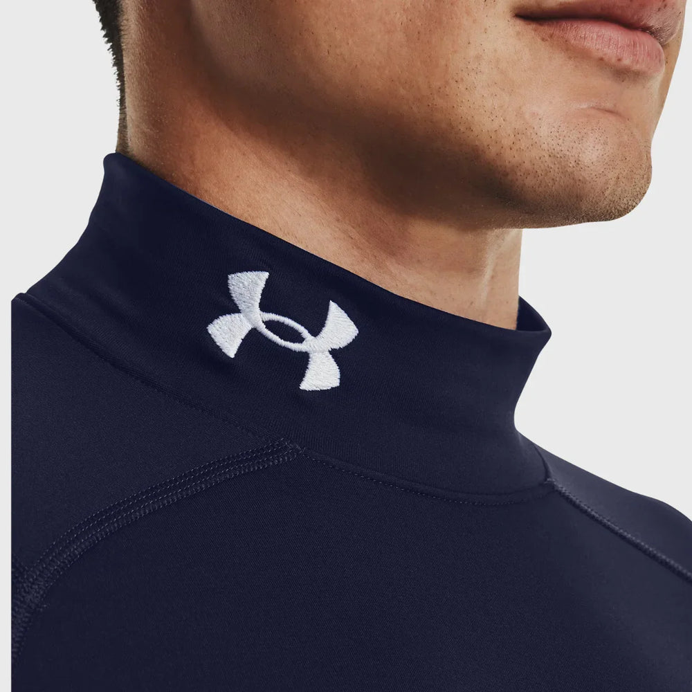 Under Armour ColdGear Men's Compression Mock Long Sleeve Navy - Rugbystuff.com