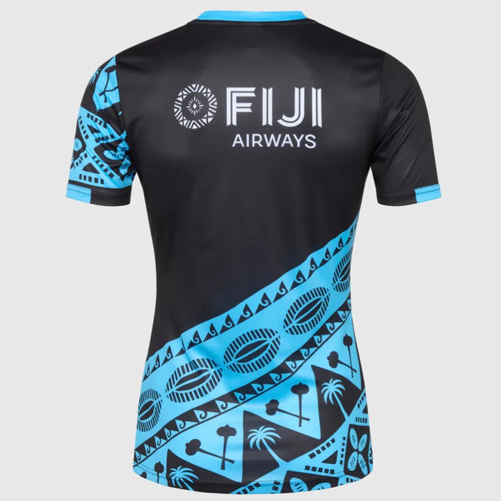 Umbro Fiji Pre-Match Tee Black/Blue 2025/26 - Rugbystuff.com