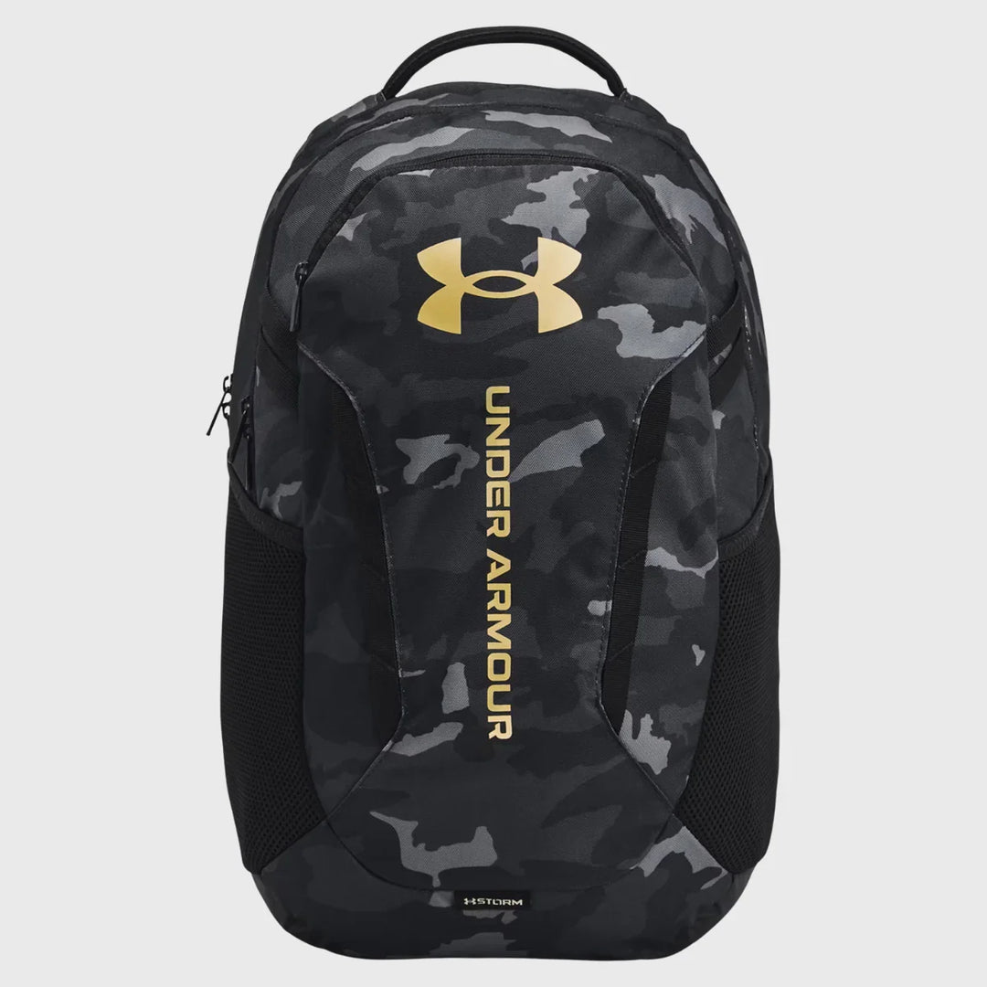 Under Armour Hustle 6.0 Backpack Black Camo/Gold - Rugbystuff.com