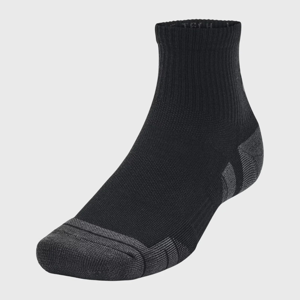 Under Armour Performance Tech Quarter Socks 3 Pack Black - Rugbystuff.com