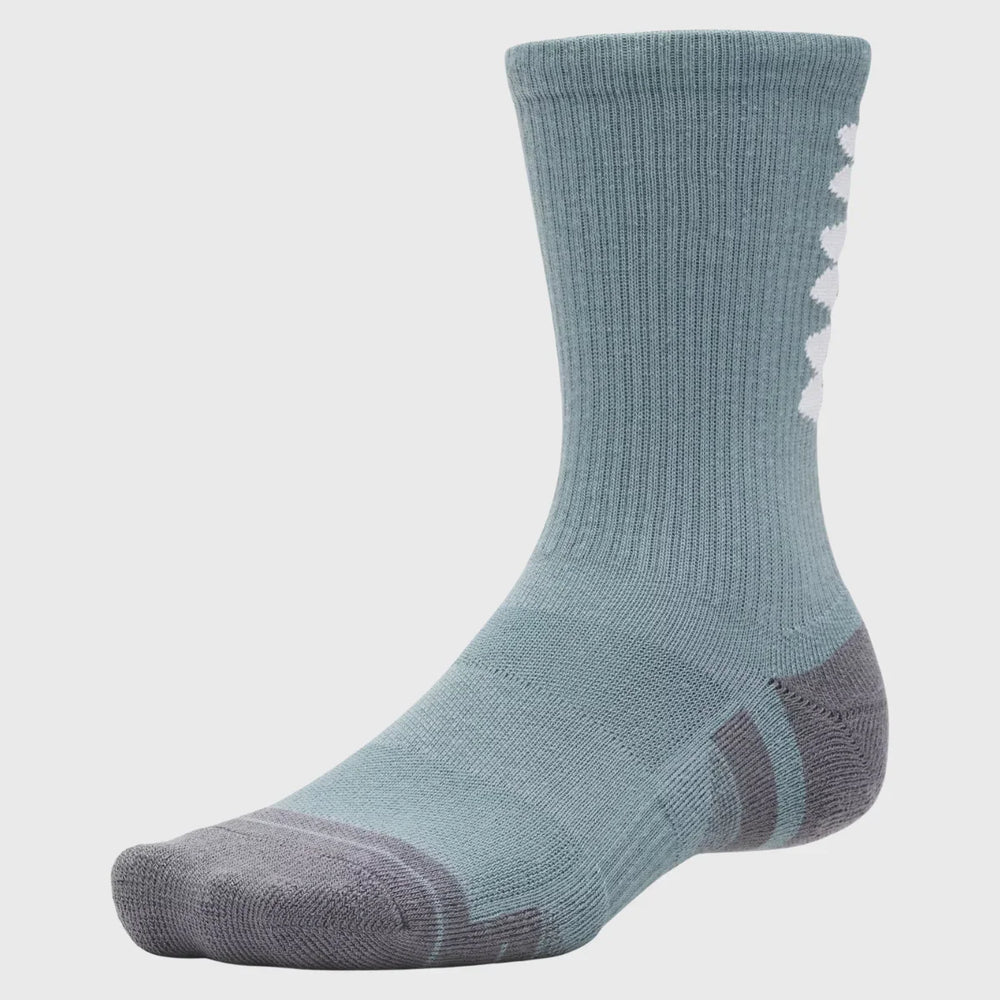 Under Armour Performance Tech Crew Socks 3 Pack White/Grey/Yellow - Rugbystuff.com