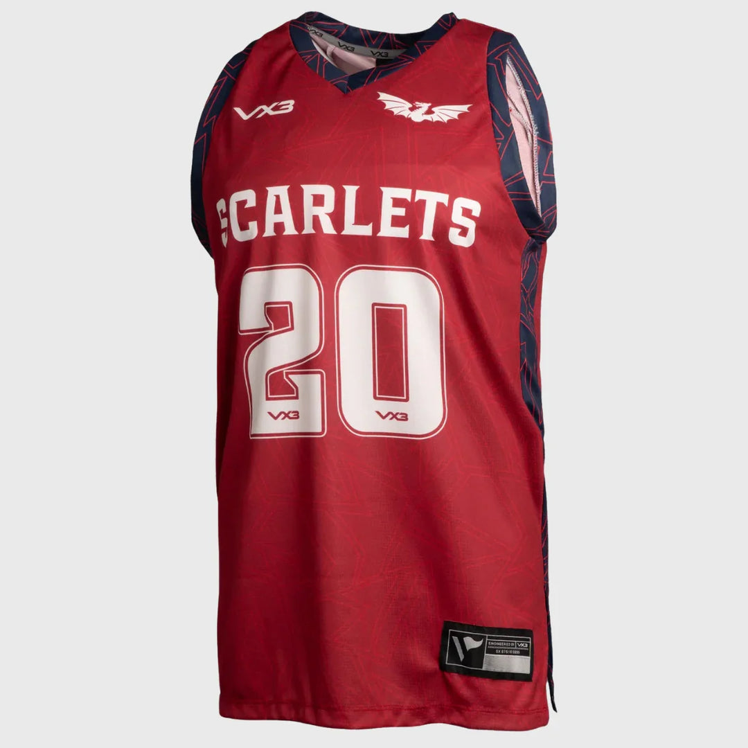VX3 Scarlets Elite Basketball Vest Red/Navy 2025/26 - Rugbystuff.com