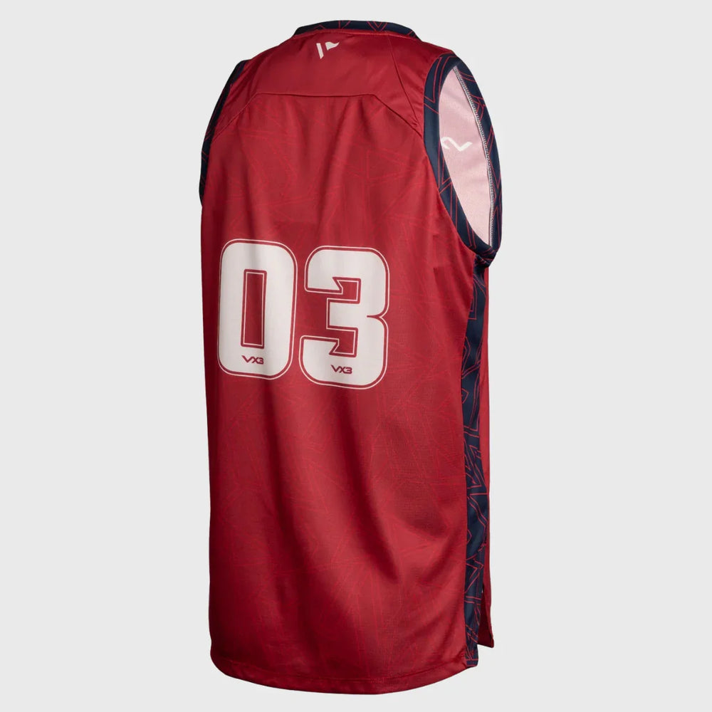 VX3 Scarlets Elite Basketball Vest Red/Navy 2025/26 - Rugbystuff.com