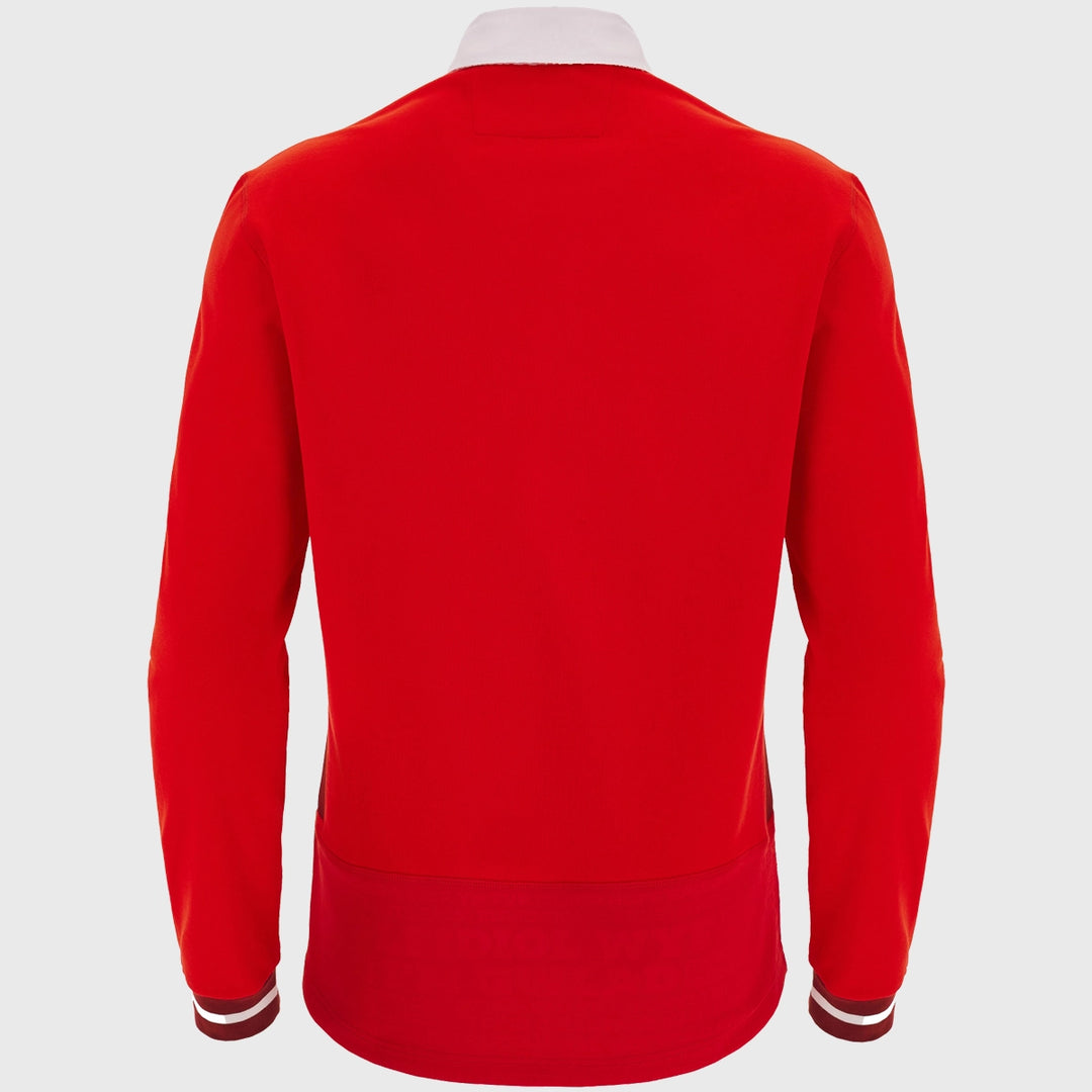Macron Wales Men's Home Cotton Long Sleeve Rugby Shirt 2023/24 - Rugbystuff.com