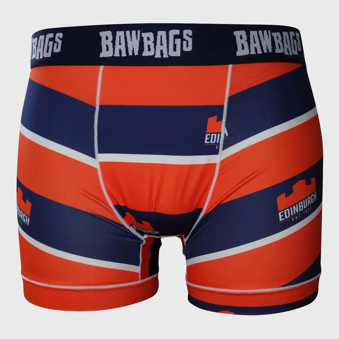 Bawbags Edinburgh Rugby Cool De Sacs Stripe Boxer Shorts Navy/Orange - Rugbystuff.com