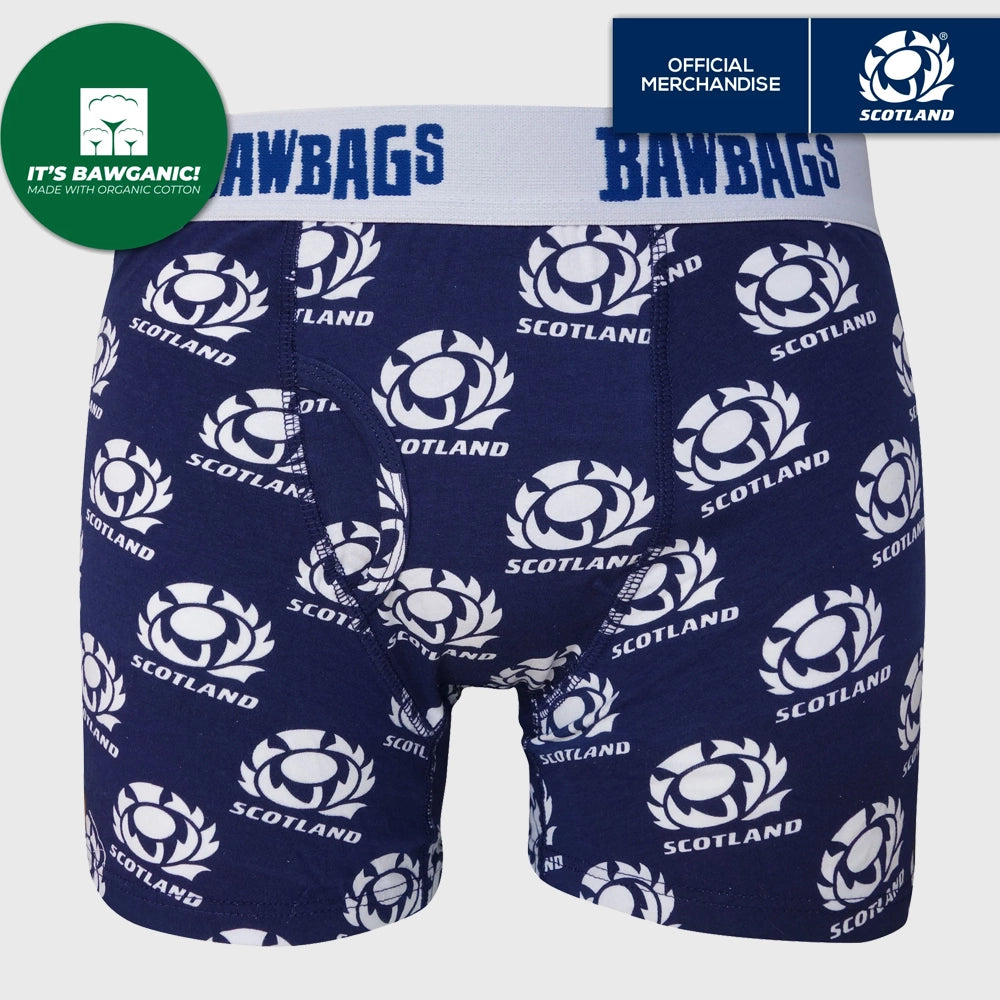 Bawbags Scotland Rugby Logo Boxer Shorts Navy/White - Rugbystuff.com