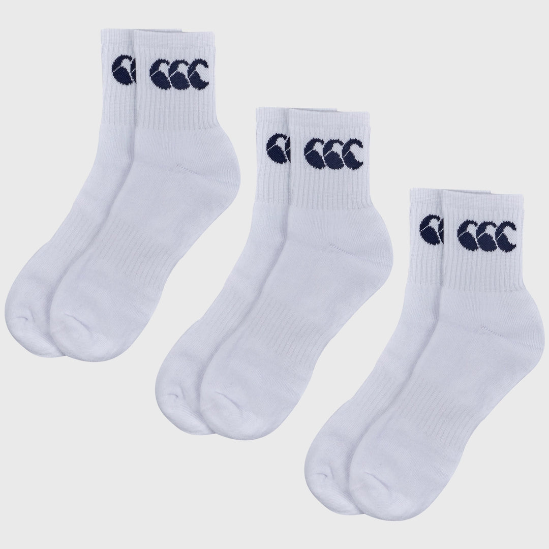 Canterbury Crew Socks 3 Pack White/Navy - Rugbystuff.com