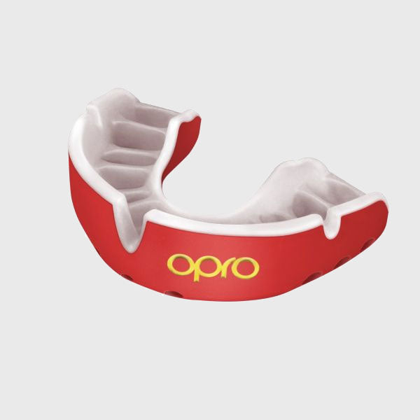 Opro Gold Mouthguard Red/White - Rugbystuff.com