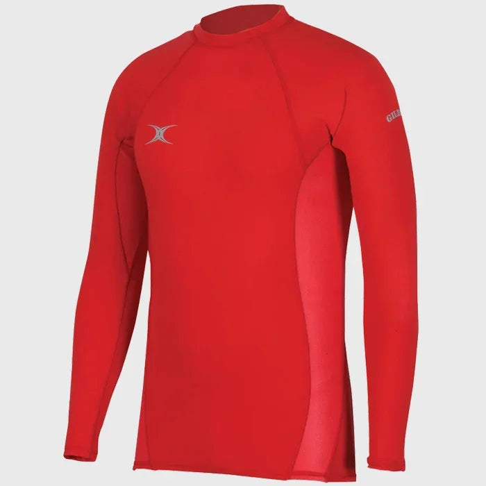 Gilbert Kid's Atomic II Long Sleeve Baselayer Top Red - Rugbystuff.com
