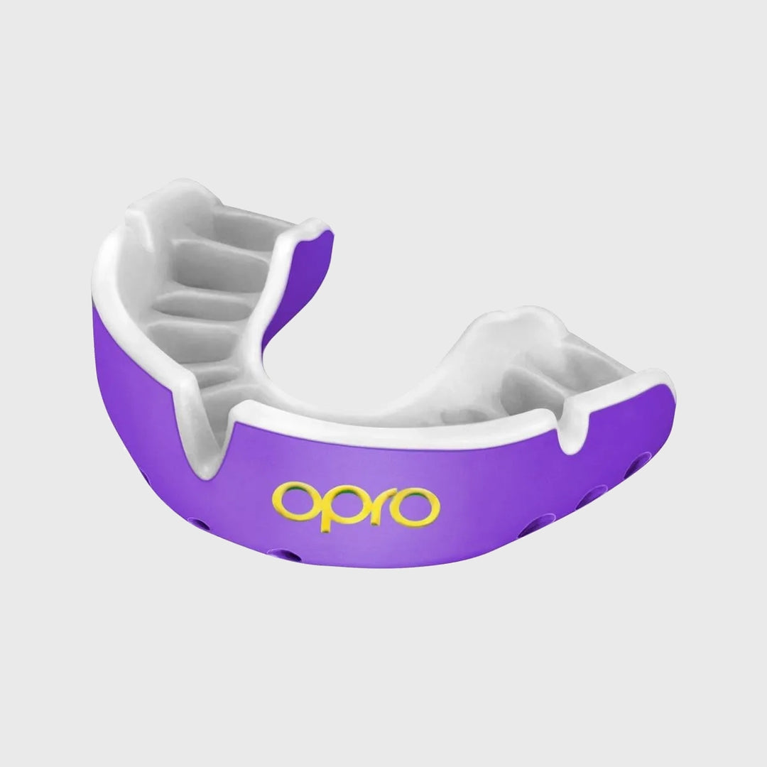 Opro Gold Mouthguard Purple/White - Rugbystuff.com