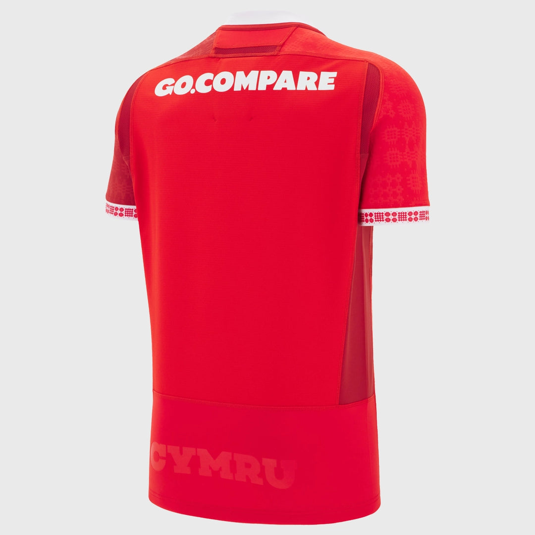 Macron Wales Men's Home Slim Fit Rugby Shirt 2025/26 - Rugbystuff.com